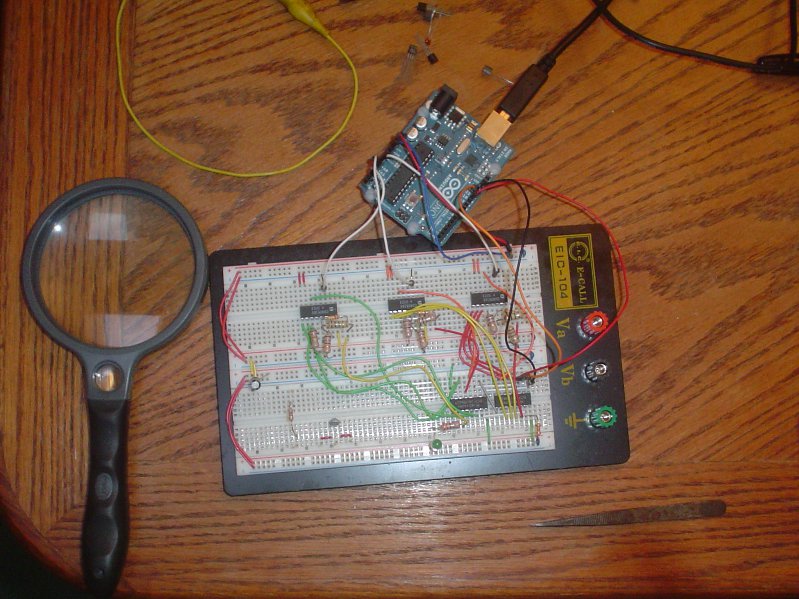 hardware and software working together on a breadboard